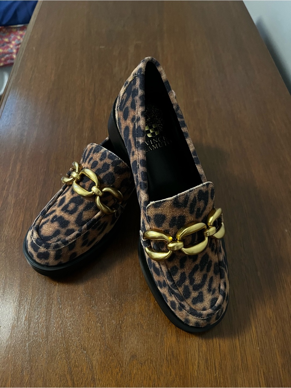 Brand New Leopard Print Chain-Trim Women's Loafers - still in box!
